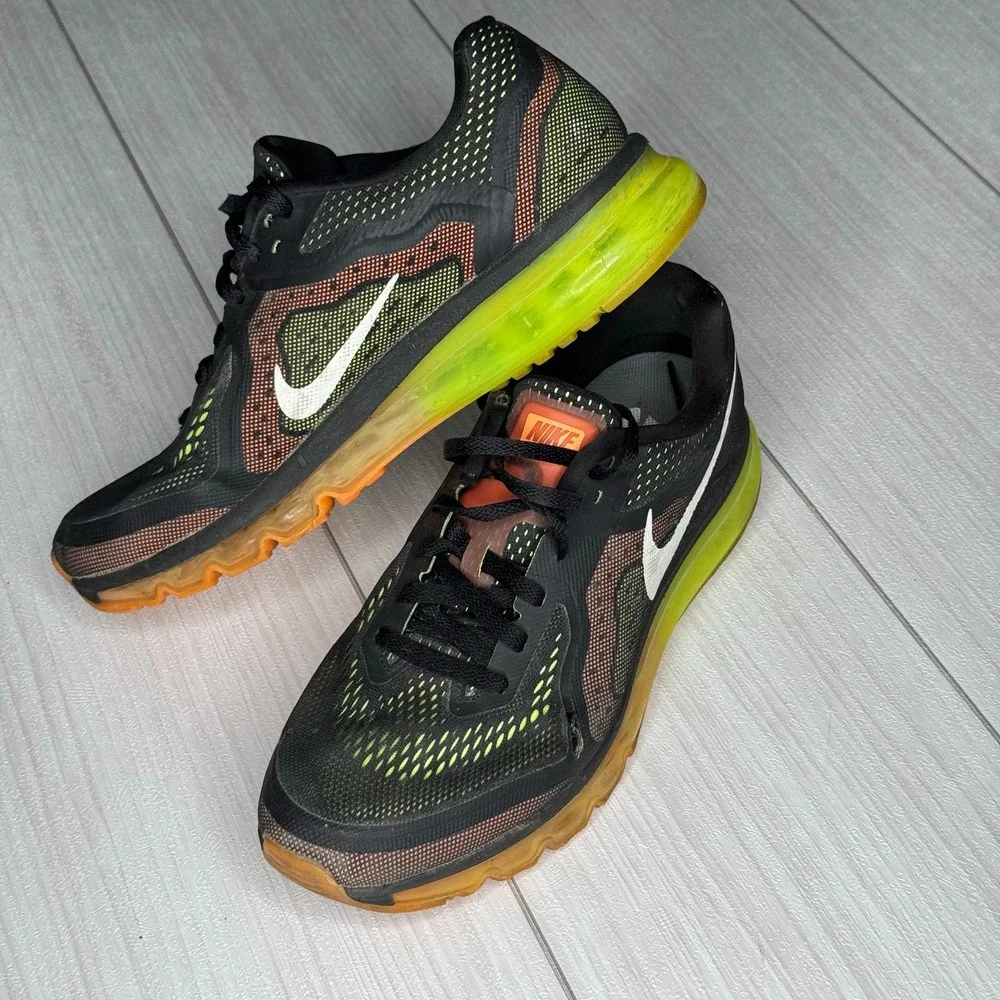 Nike Air Max 2014 Running Shoes‎ Black Green Orange White Sneakers Size 11